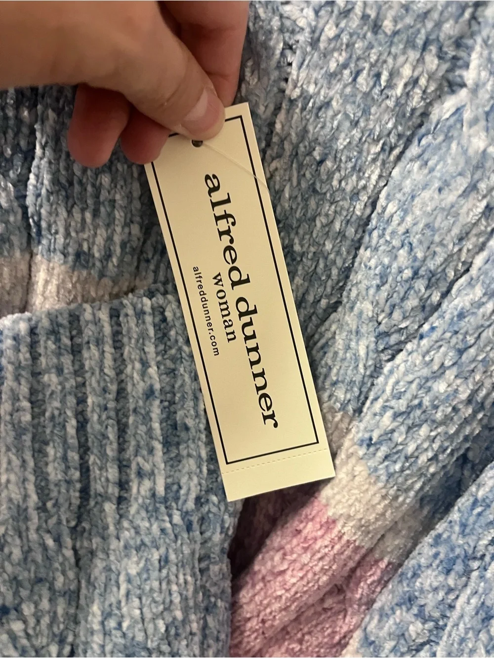 Alfred Dunner Pink, Blue & Cream Cable-Stripe Turtleneck Sweater